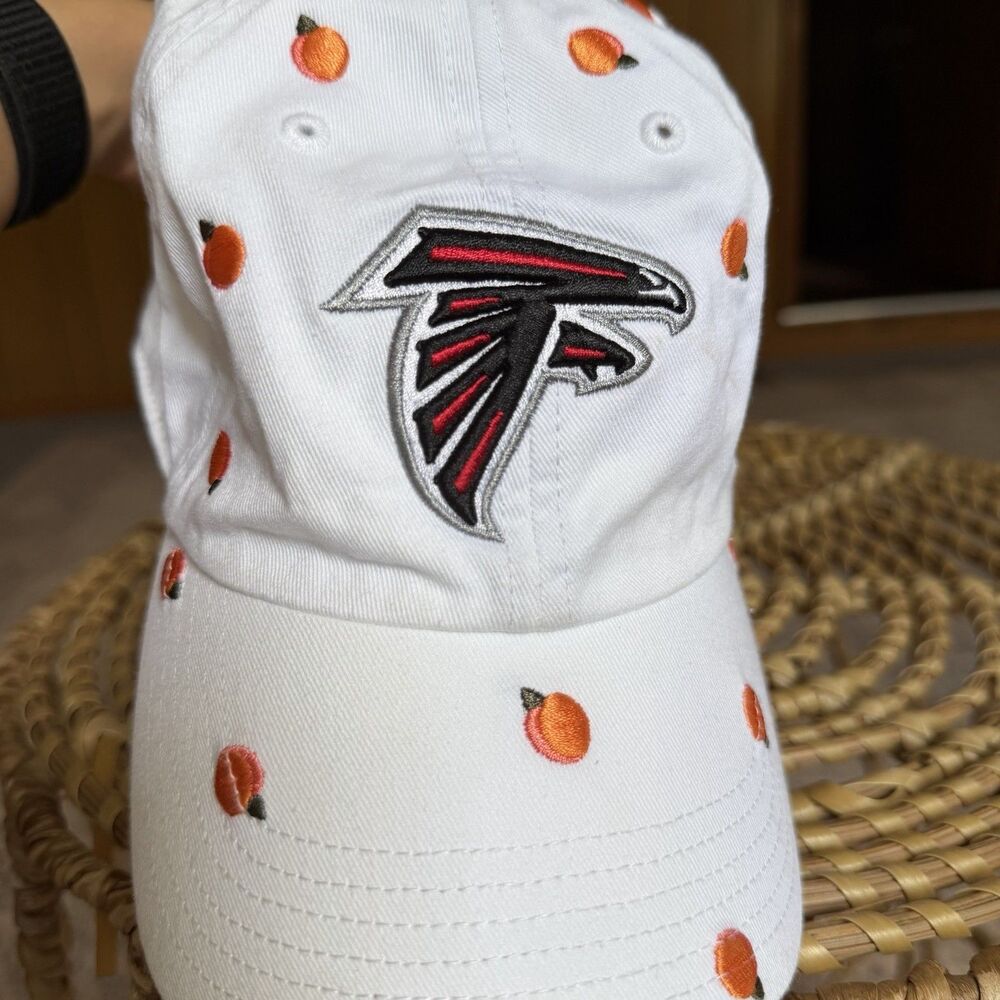 '47 Women's Atlanta Falcons Peach Logo White Confetti Clean Up Adjustable Hat - Picture 8 of 13